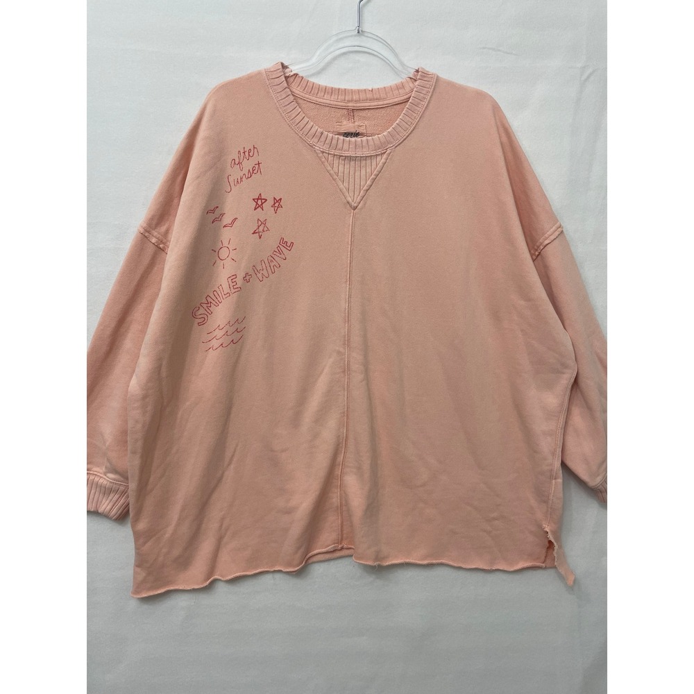 Aerie "Down To Earth" Sweatshirt After Sunset Wave Oversized Peach Size Large